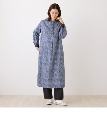 バンドカラーワンピース/リバティプリント