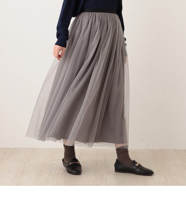 リバーシブルチュールギャザースカート