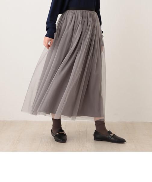 リバーシブルチュールギャザースカート