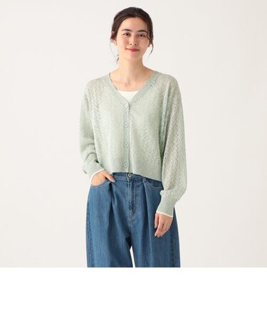 柄編みＶネックカーディガン