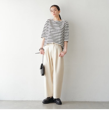 MON JOURNALボーダー五分袖プルオーバー