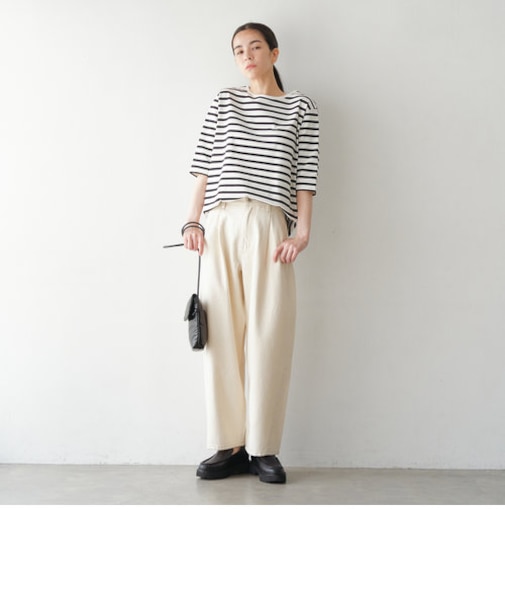 MON JOURNALボーダー五分袖プルオーバー