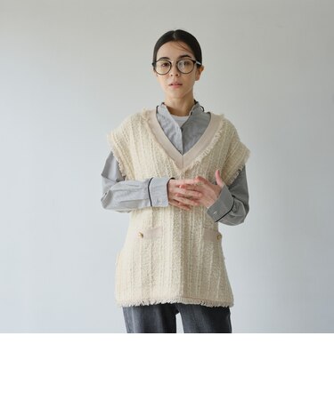 ツイードニットベスト