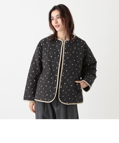 フラワープリント コットン ストレッチ リバーシブル ジャケット リバーシブルフラワープリントキルトジャケット｜アフタヌーンティー