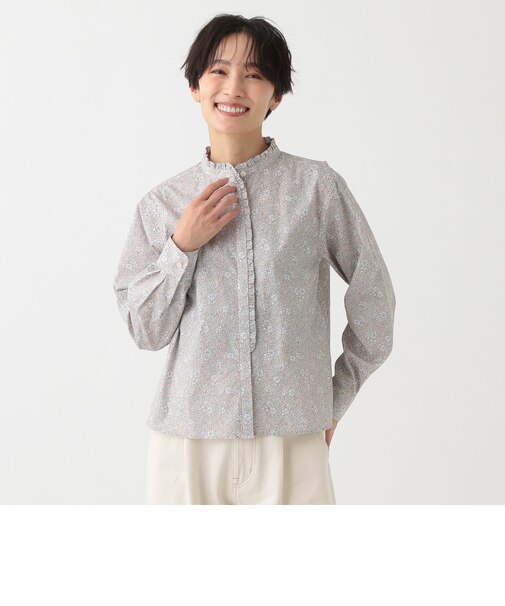 フリルカラーブラウス/リバティプリント