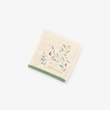 リーフ刺繍ミニタオル