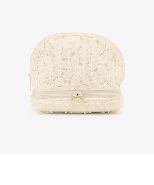 切替レースシェル型ポーチ