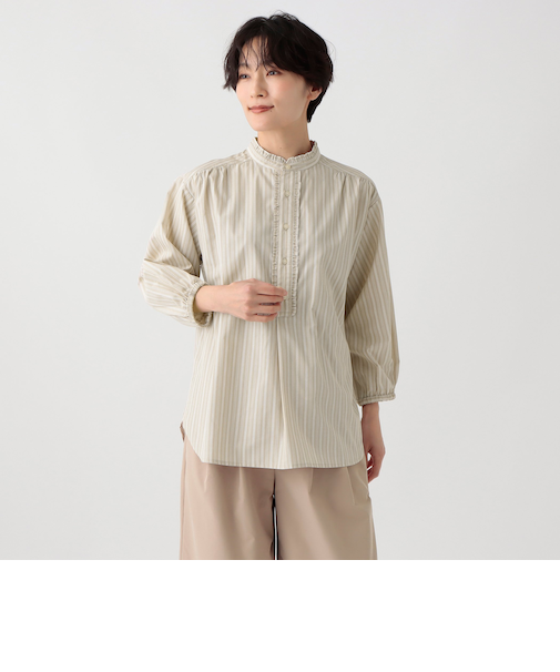 バンセルクールストライプフリルブラウス