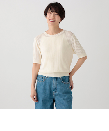 透かし編みフリルプルオーバー