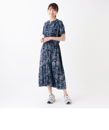 フラワープリントスキッパーワンピース