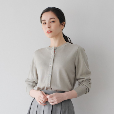 くるみボタンカーディガン/リバティプリント