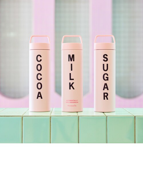 スチュアートアベルマンガラス製ボトル型オブジェ ピンク緑ストライプ ステンレスボトル 480ml/Accidentally Wes Anderson｜アフタヌーン