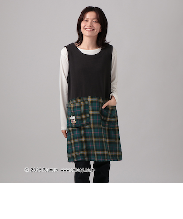 タータンチェック柄あったかチュニックエプロン/PEANUTS/Afternoon Tea Original Tartans