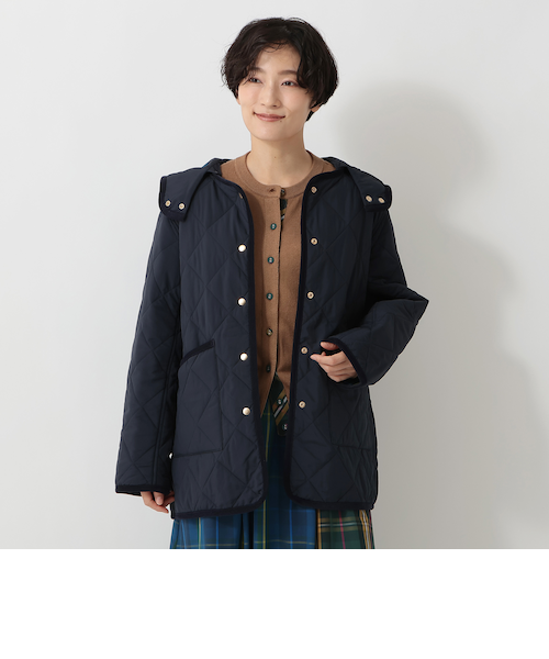 タータンチェック柄フード付きキルトジャケット/Afternoon Tea