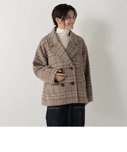 チェックシャギーPコート