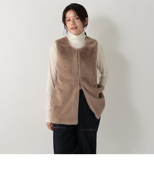 フェイクファーミドルベスト