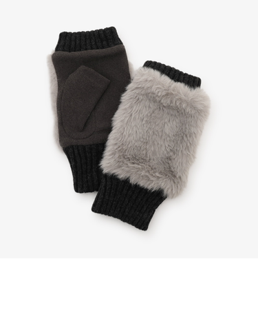 フェイクファー指なしグローブ