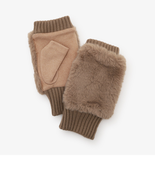 フェイクファー指なしグローブ