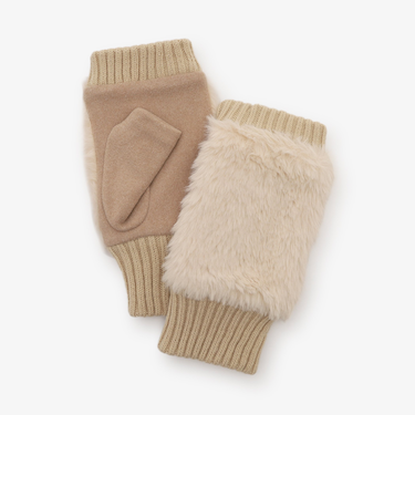 フェイクファー指なしグローブ