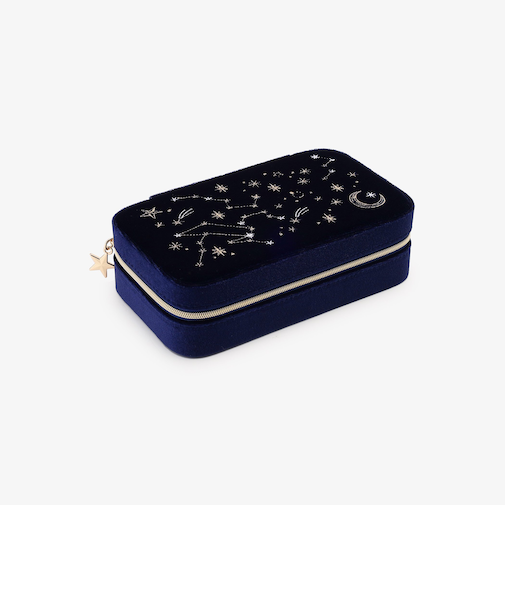 ベロア天体モチーフスクエアジュエリーボックスL