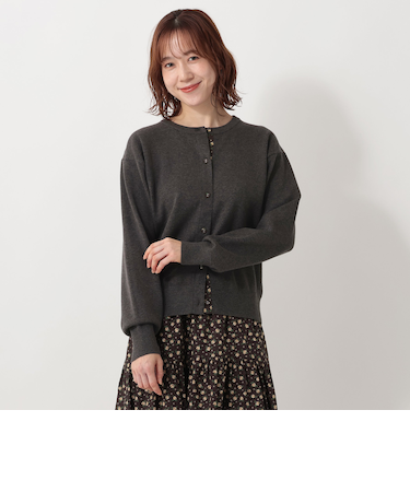 くるみボタンカーディガン/リバティプリント