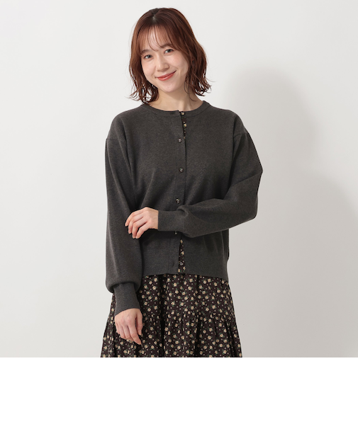 くるみボタンカーディガン/リバティプリント