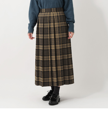 チェックワイドプリーツスカート