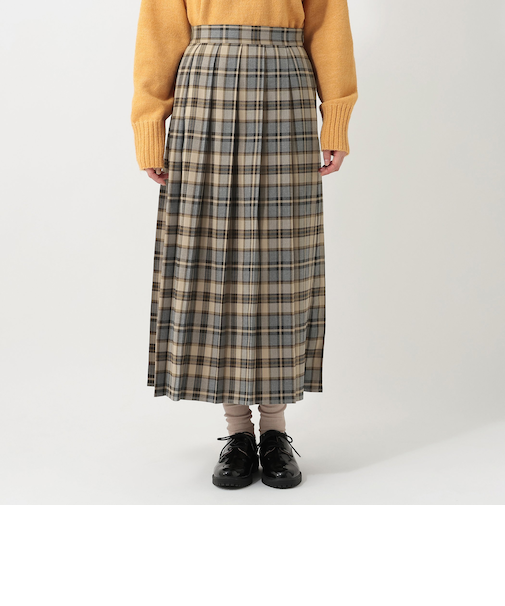 チェックワイドプリーツスカート