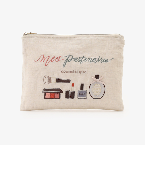 刺繍フラットポーチM