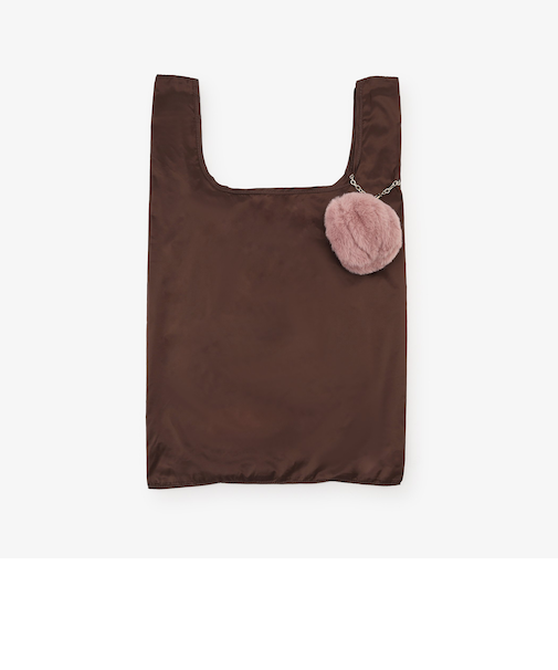 フェイクファーポーチ付きショッピングバッグ