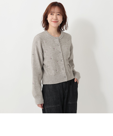 フラワー刺繍ショートカーディガン