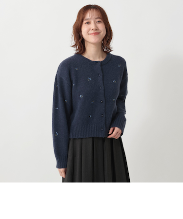 フラワー刺繍ショートカーディガン