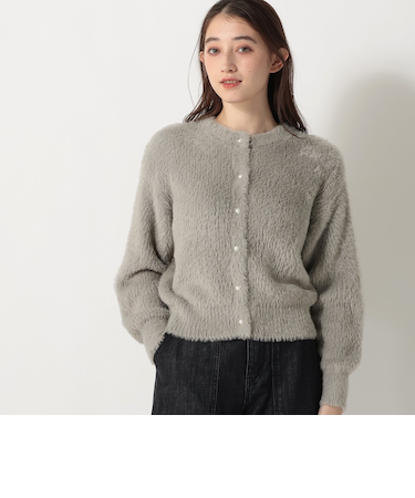 フェザーニットクルーネックカーディガン
