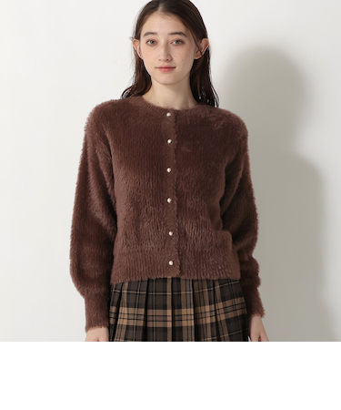 フェザーニットクルーネックカーディガン