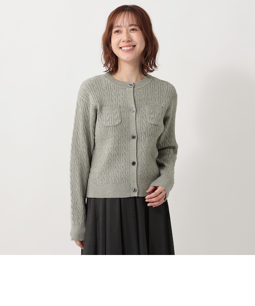 ミニケーブルニットカーディガン