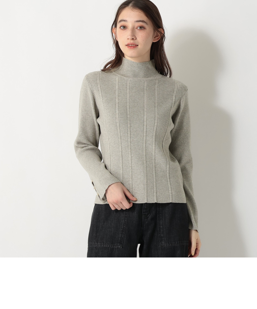 モックネックリブプルオーバー