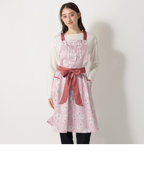 水彩フラワーリボンエプロン