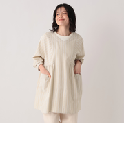 ストライプドルマンVネック割烹着/エプロン