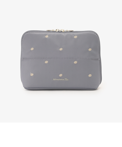 フラワー刺繍折りたたみポーチ