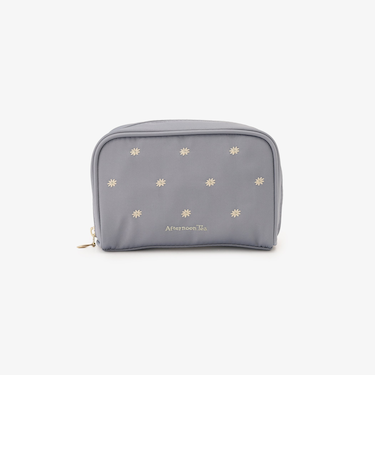 フラワー刺繍仕切り付きポーチ