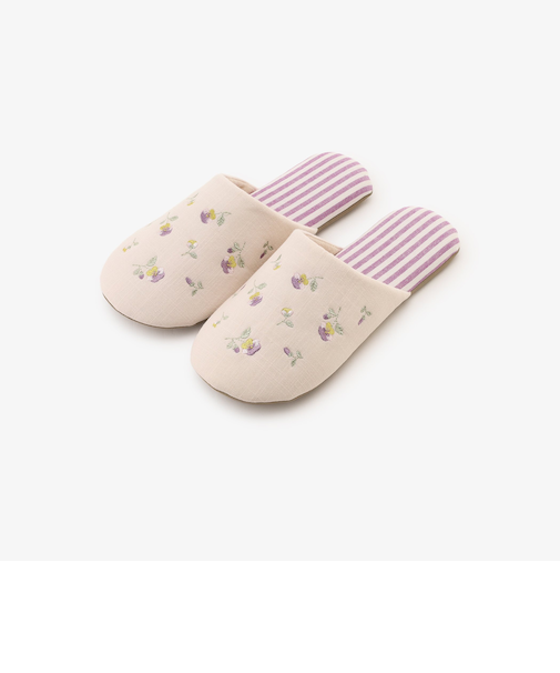 パンジー刺繍ルームシューズ