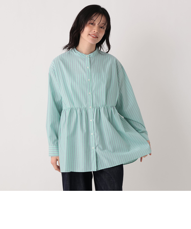 ストライプブロードペプラムブラウス