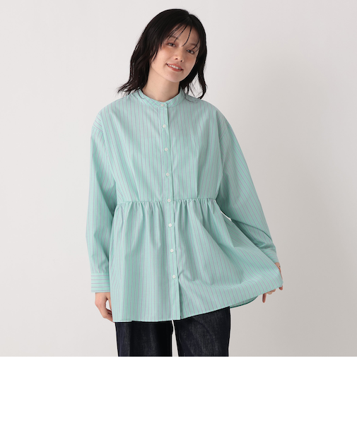 ストライプブロードペプラムブラウス