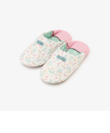 フラワーウォッシャブルキルトバブーシュ型ルームシューズ