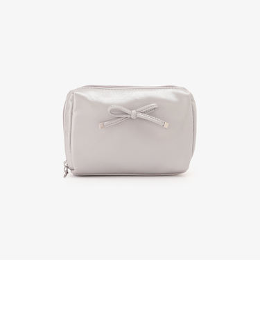 フェイクレザーリボンスクエアポーチ