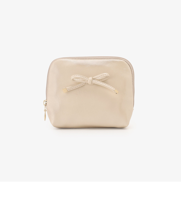 フェイクレザーリボンティッシュケースポーチ