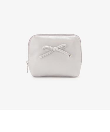 フェイクレザーリボンティッシュケースポーチ