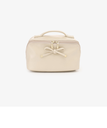 フェイクレザーリボンオープンポーチ