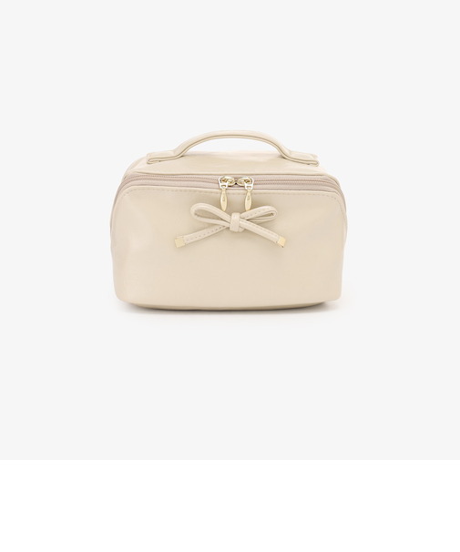 フェイクレザーリボンオープンポーチ