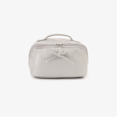 フェイクレザーリボンオープンポーチ